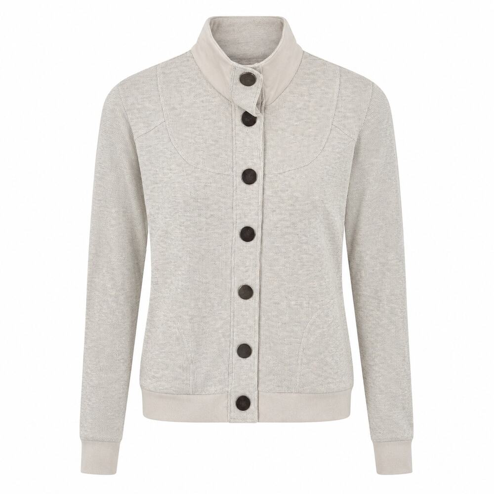 NWT Puella Waffle Knit Snap Front Jacket Cardigan Cream Cotton Long Sleeve M
